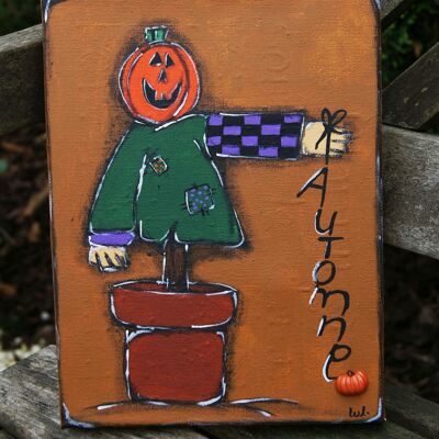 Painting with scarecrow - Halloween - home decoration