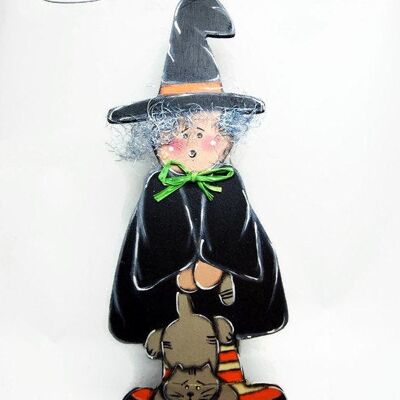 Witch with gray cat - Halloween