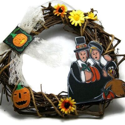 Halloween and Thanksgiving door wreath