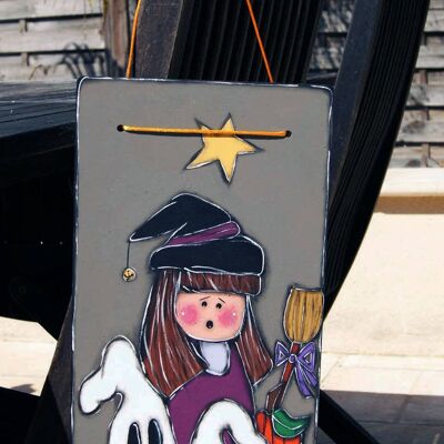 Halloween Witch and Ghosts door plaque