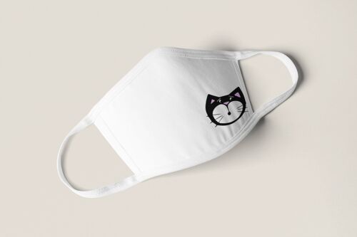 Masque en tissu avec petit chat noir