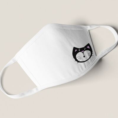 Masque en tissu avec petit chat noir