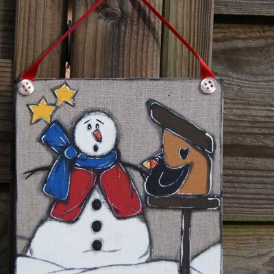 Christmas snowman painting - Home decoration