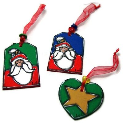 Tres Papá Noel para colgar en el árbol