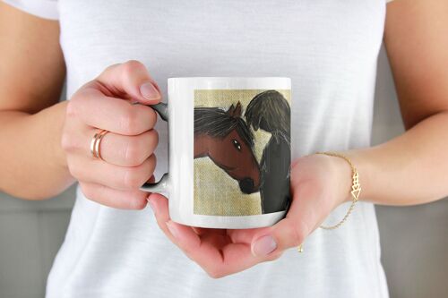 Mug blanc avec cheval et cavalière - Vaisselle