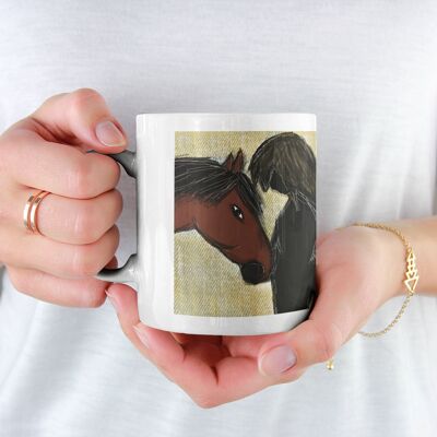 Mug blanc avec cheval et cavalière - Vaisselle