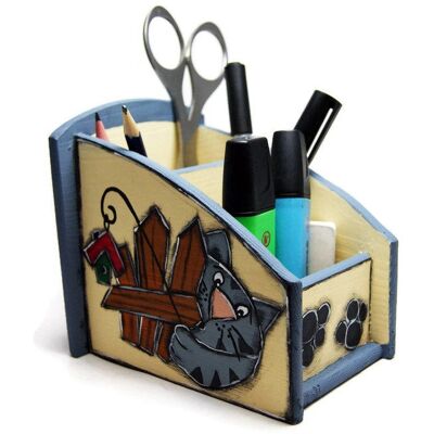 Desk organizer and pencil holder with cats - Office supplies