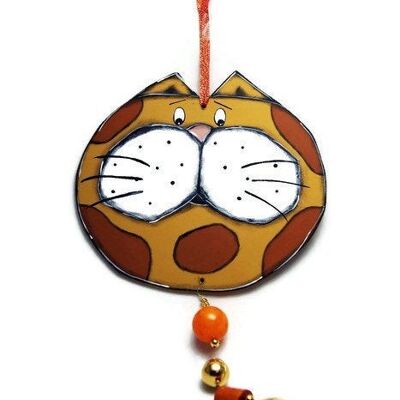 Giostrina gatto rosso con perle e campanello - Decorazione per la casa