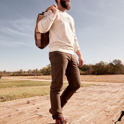 chinos in organic stretch cotton twill