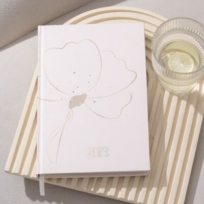 Minimalist Floral Hardback 2023 Diary With Artisan Binding