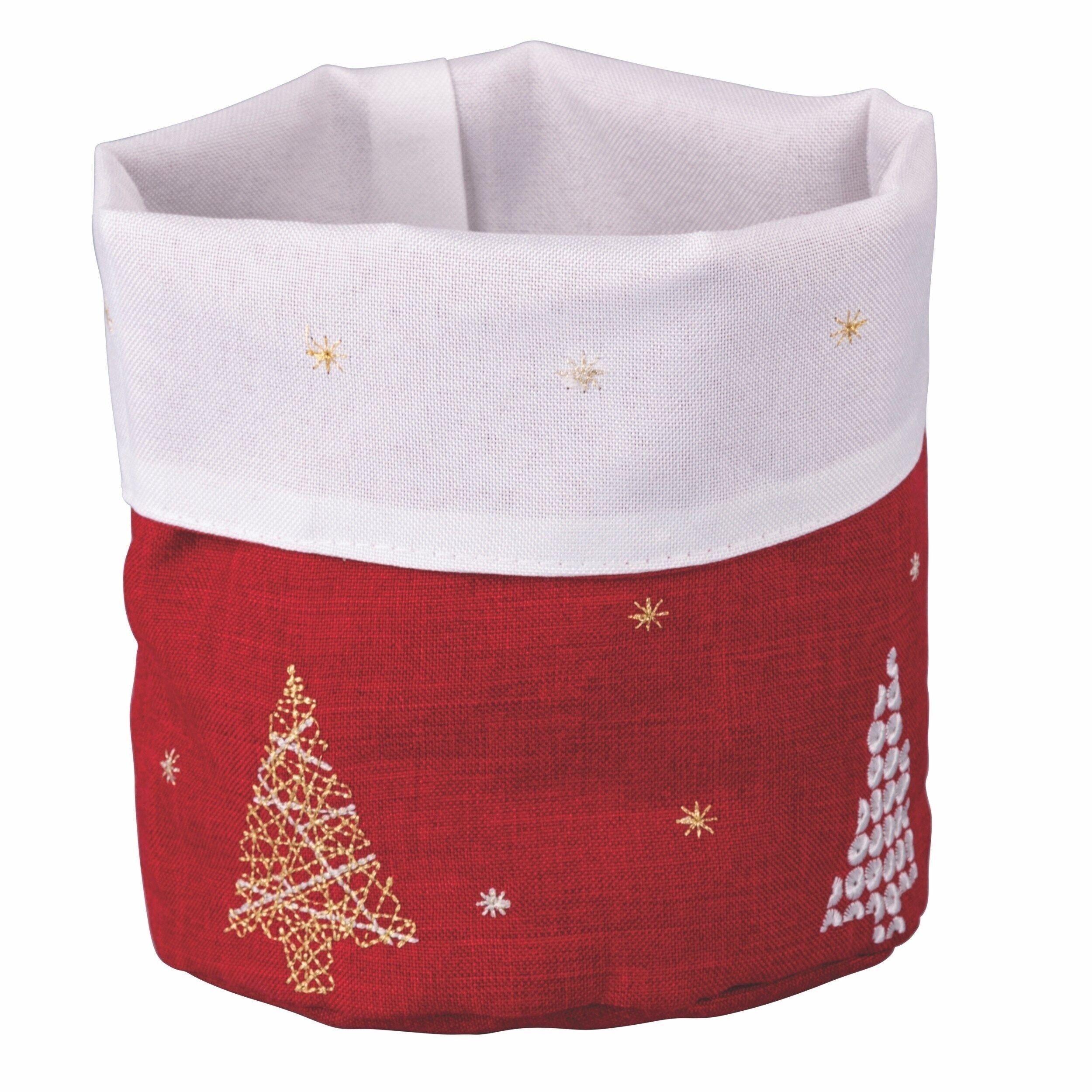 WEIHNACHTSKORB BÄUME GOLD ROT 15 X 20 CM