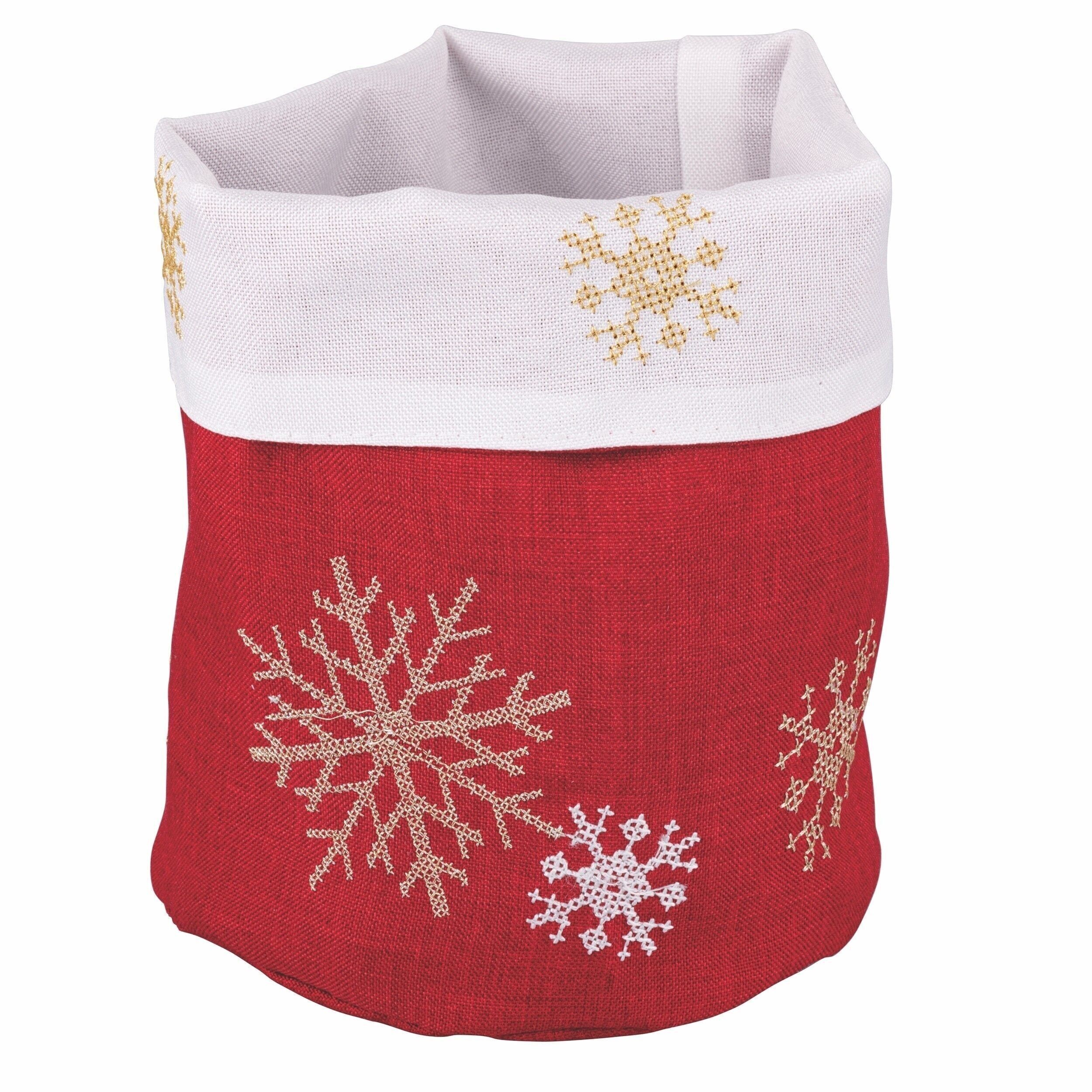 WEIHNACHTSKORB SCHNEEFLOCKE ROT 15 X 20 CM