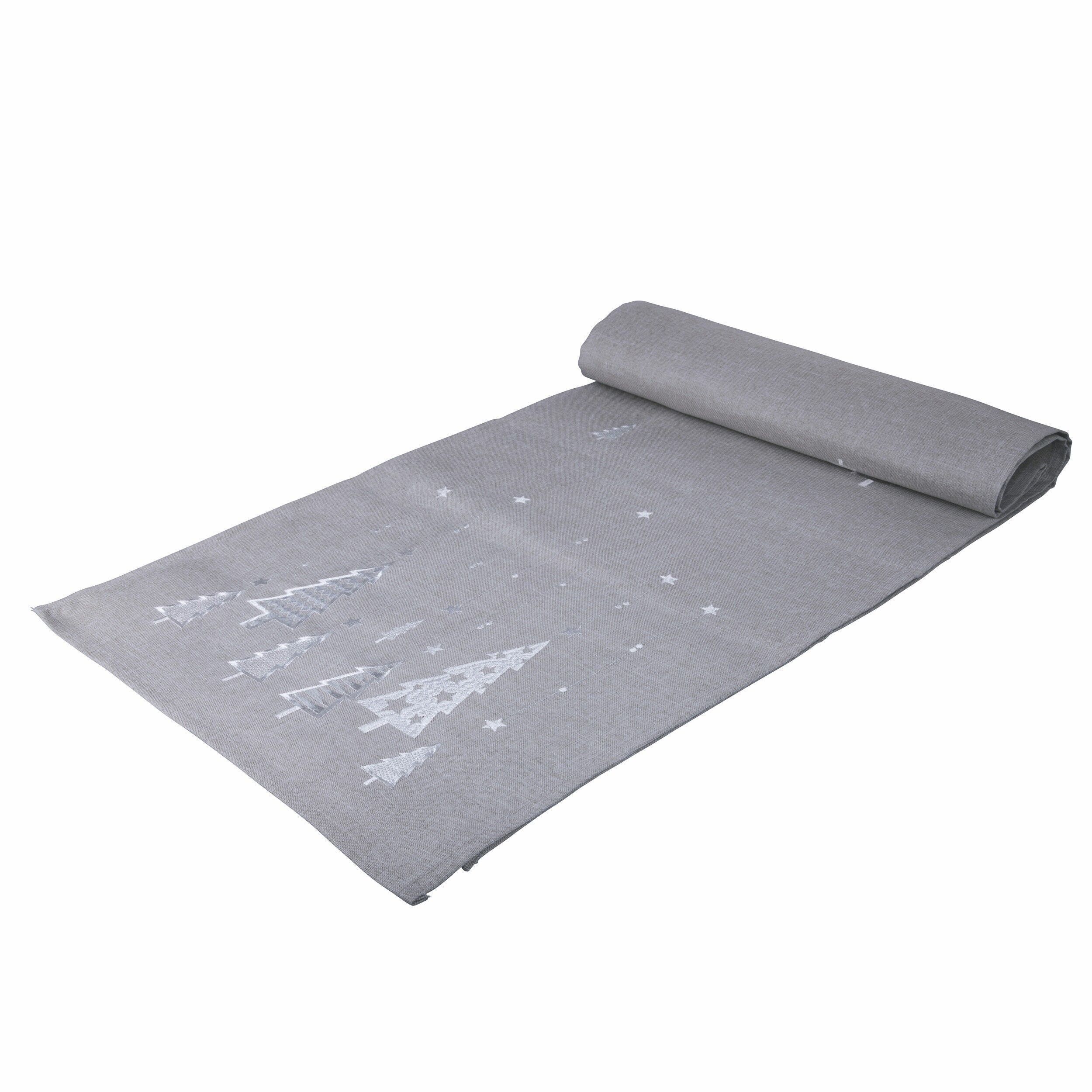 CHEMIN DE NOËL ÉPICÉA GÉOMÉTRIQUE GRIS 175x40 CM