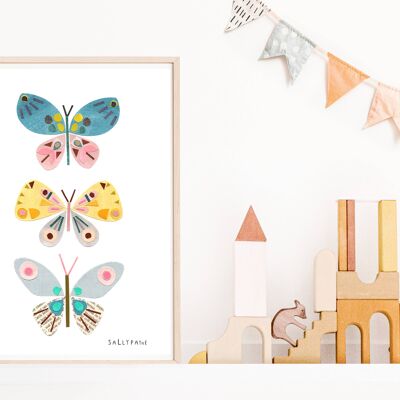 Butterfly trio Children's wall art