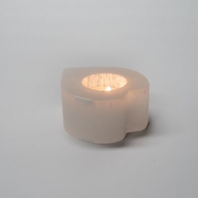 Selenit-Herz-Kerzenhalter, 8 cm, Weiß