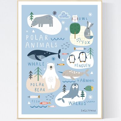 Polar Animals Children's Wall Print
