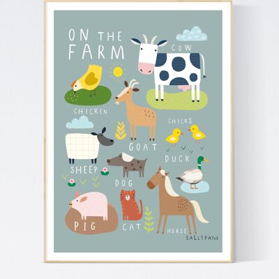 On The Farm Children's Wall Print