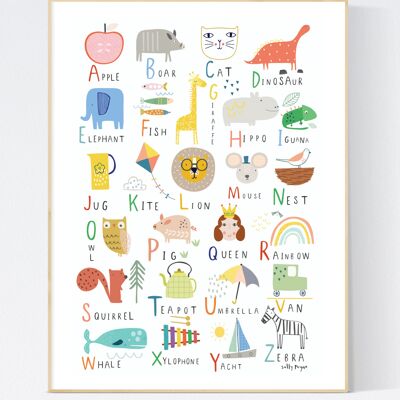 Illustrated Alphabet, Children's Wall art