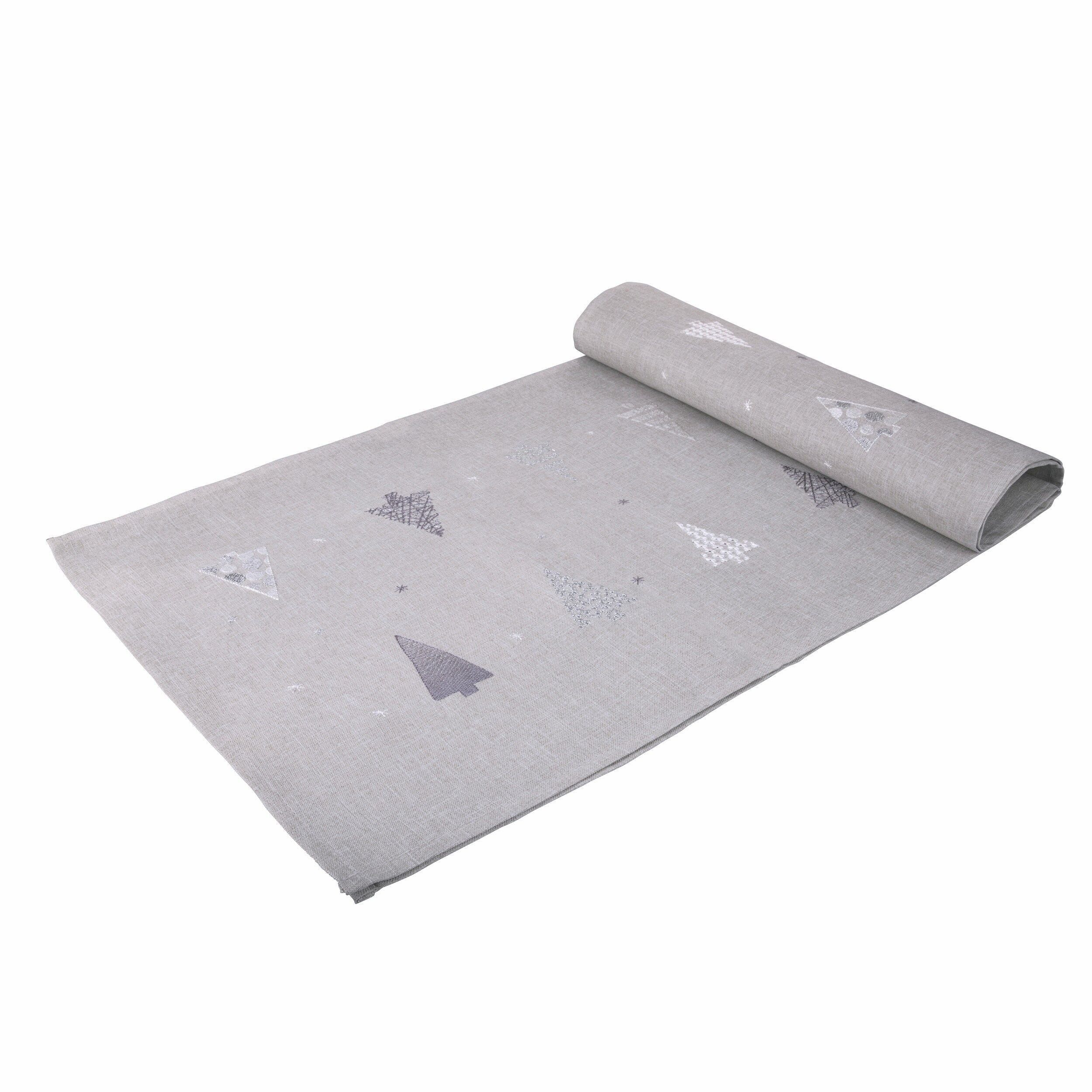 CHEMIN DE NOËL ARBRES GRIS 175X40 CM