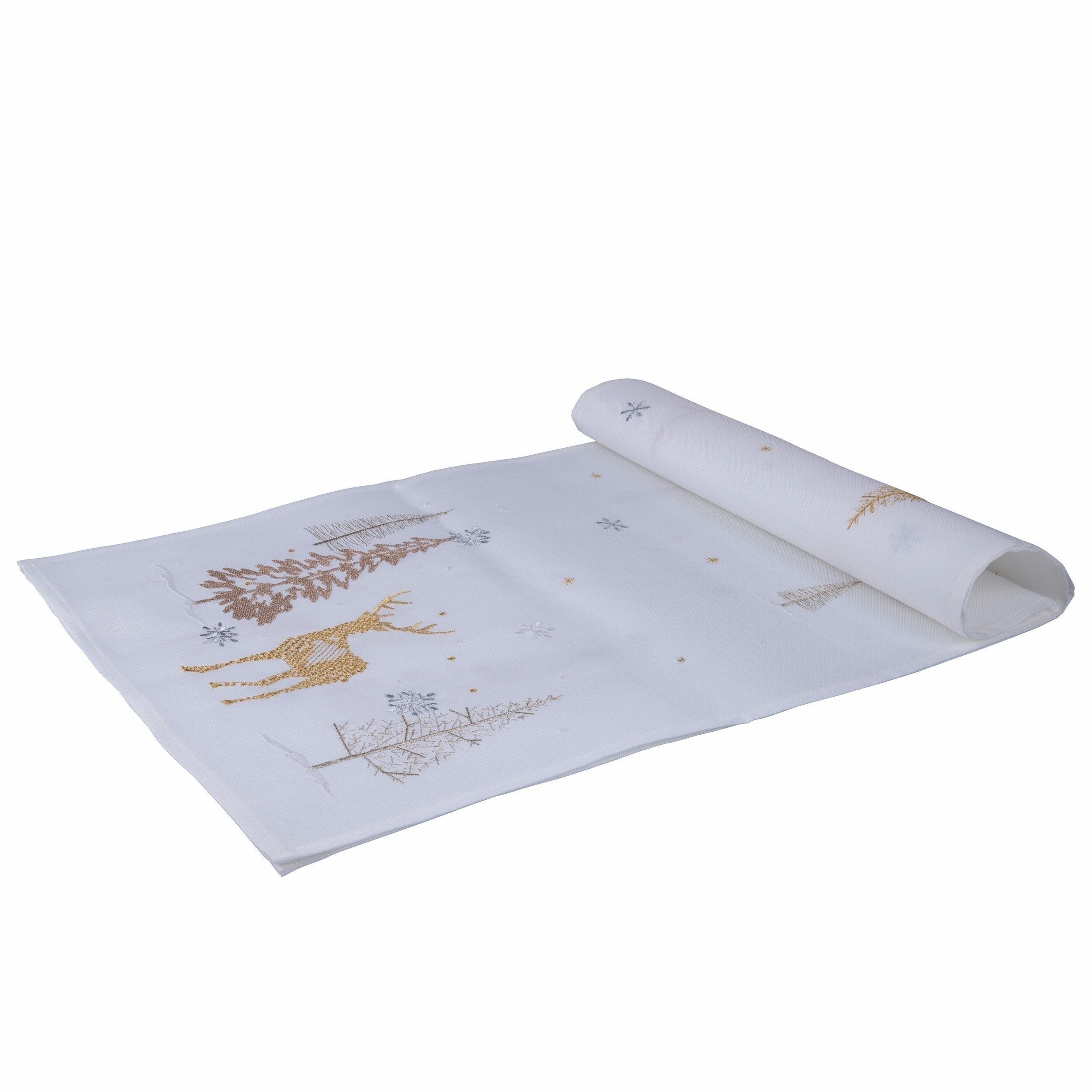 CHEMIN DE NOËL RENNE BLANC 175X40 CM