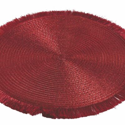 RED PLACEMAT WITH FRINGES