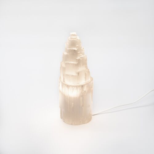 Selenite Tower Lamp 25cm White