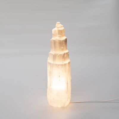 Selenit Turmlampe 30cm Weiß