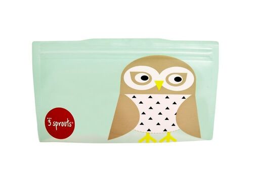 3 Sprouts Reusable Snack Bag Owl (2 per pack)