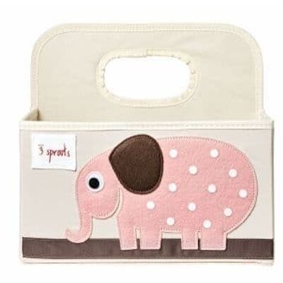 3 Sprouts Nappy Caddy Éléphant Rose