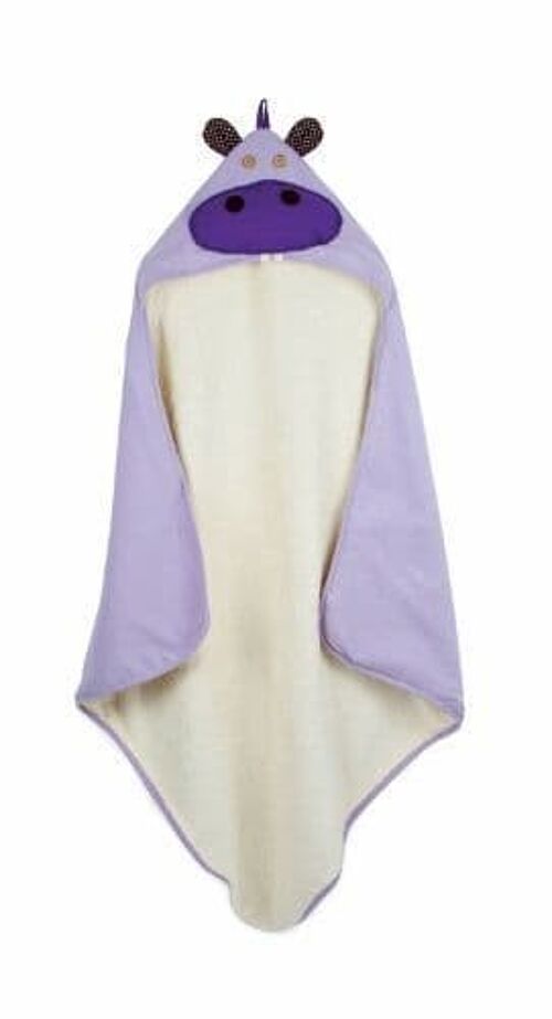 3 Sprouts Hooded Towel Hippo Purple