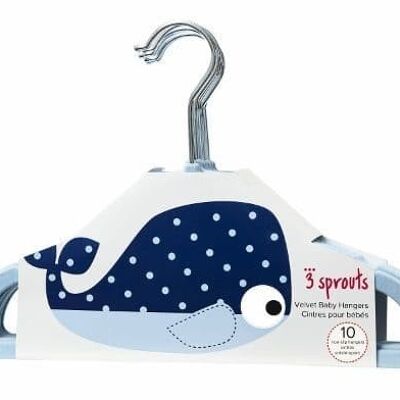 3 Sprouts Hangers Whale Blue