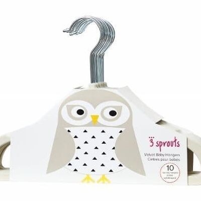 3 Sprouts Hangers Owl Ivory