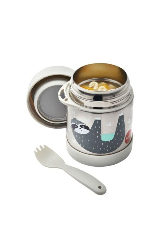 3 Sprouts Food Jar & Spork Sloth/Grey