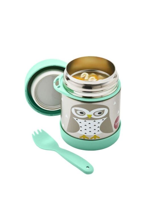 3 Sprouts Food Jar & Spork Owl/Mint