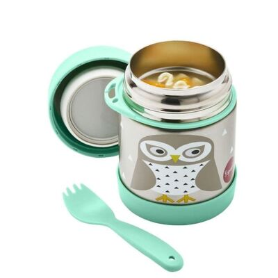 3 Sprouts Food Jar & Spork Owl/Mint