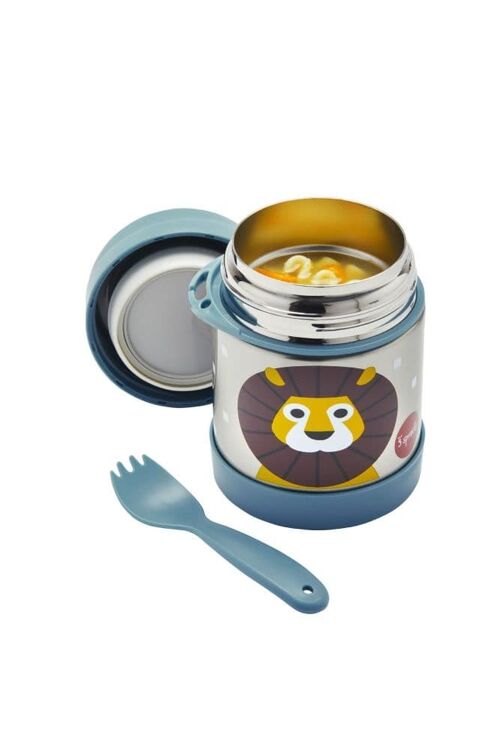 3 Sprouts Food Jar & Spork Lion/Blue