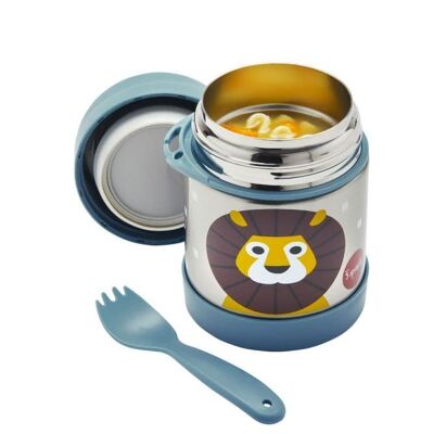 3 Sprouts Food Jar & Spork Lion/Blau