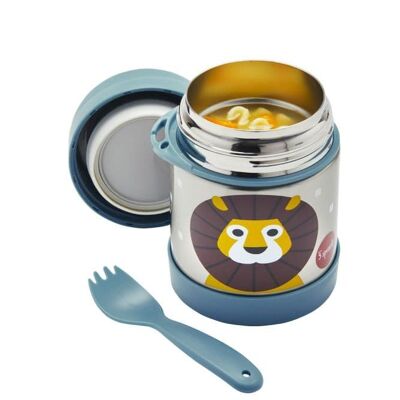 3 Sprouts Food Jar & Spork Lion/Bleu