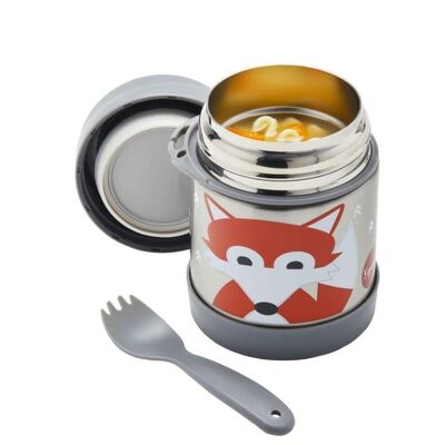 3 Sprouts Food Jar & Spork Fox/Grey