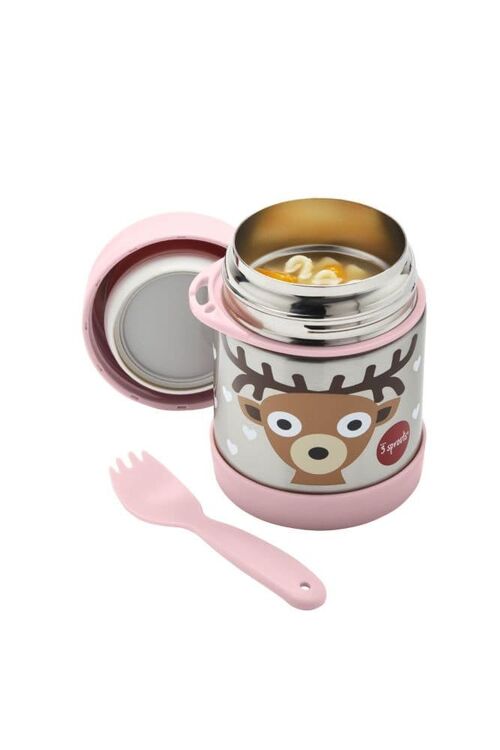 3 Sprouts Food Jar & Spork Deer/Pink