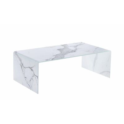 Table basse 30420BL Blanc - plateau Verre pieds Verre 110 x 60