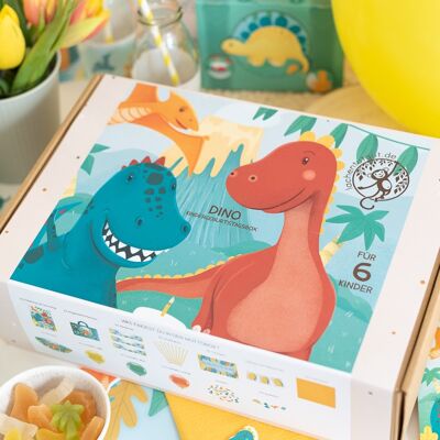 Motto box festa di compleanno per bambini Dino 6 bambini