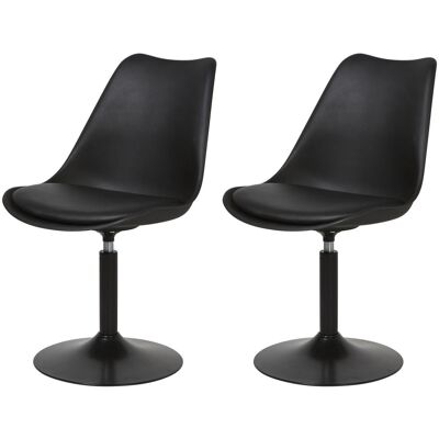 Lot de 2 - Chaise Scandinave 40410NO Noir - assise Plastique dur ABS pieds Metal