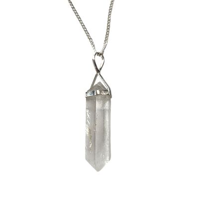 Colgante Lápiz de Cristal de Doble Punta, Cuarzo Transparente, 25-30mm