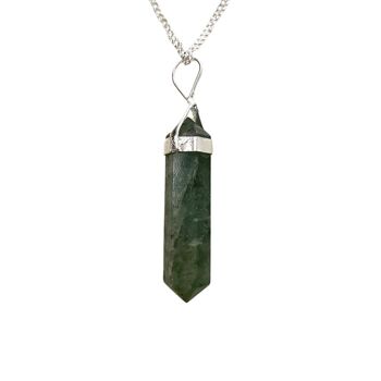 Pendentif crayon en cristal à double pointe, aventurine verte, 25-30 mm 2