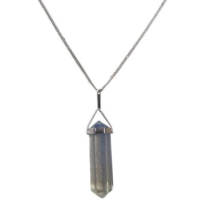 Double Point Crystal Pencil Pendant, Opalite, 25-30mm
