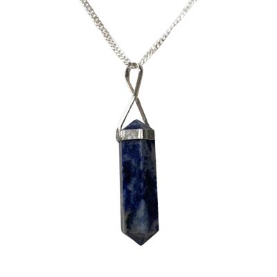 Double Point Crystal Pencil Pendant, Sodalite, 25-30mm