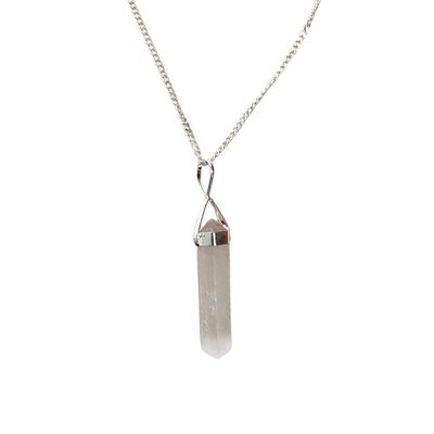 Double Point Crystal Pencil Pendant, Selenite, 25-30mm