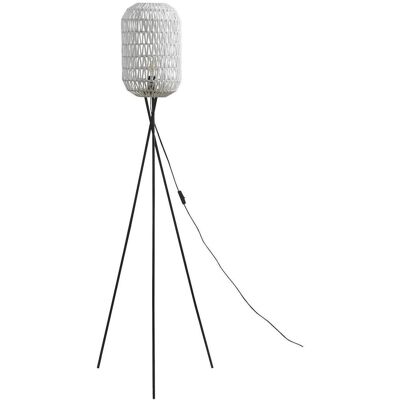 Lampadaire 26752BL Blanc - abat jour Papier Rotin pieds Metal