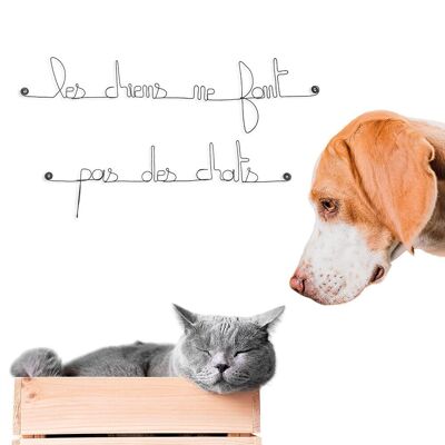 Decoración de pared de alambre - Cita "Los perros no hacen gatos" - para fijar - Joyería de pared